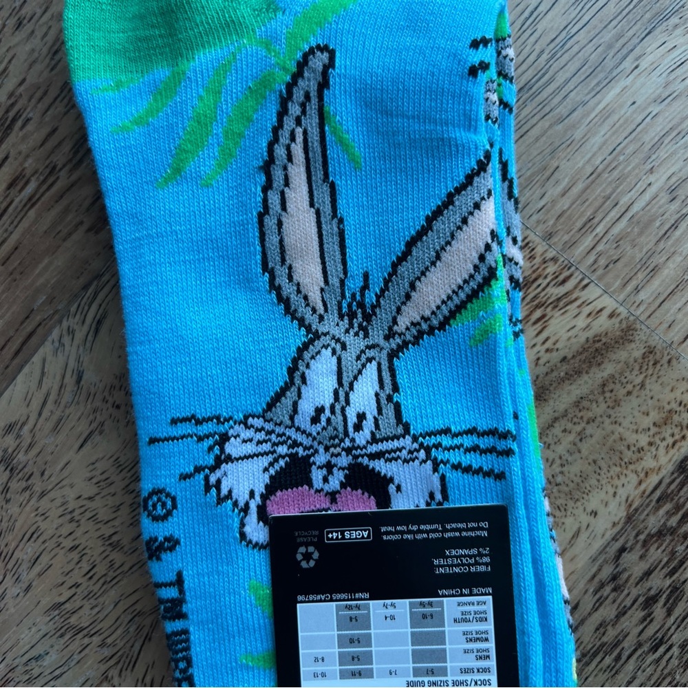 Space Jam Socks New Legacy Looney Tunes Bugs Bunny 2 Pair Adult 8 - 12 NWT